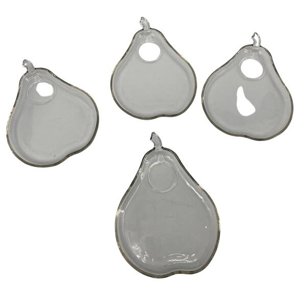 Lovely Other - 4 Set Vintage Lovely Glass Pear Shaped Snack Plates sandwich plate 8" x 6 3/4".